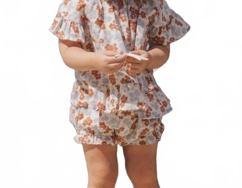 NEW RYLEE + CRU girls butterfly top + bloomer set in americana floral